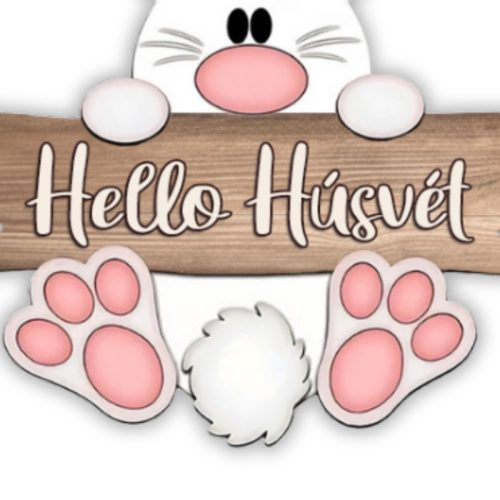 Nyomtatott dekorkarton - Hello húsvét nyúl