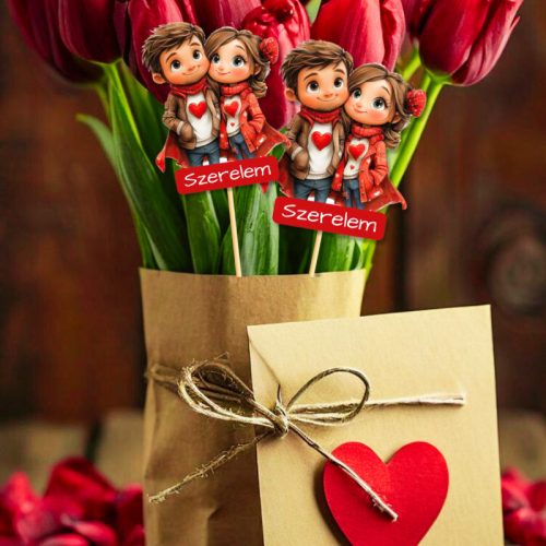 Nyomtatott dekorkarton - Szerelmes pár szerelem 2db/csomag