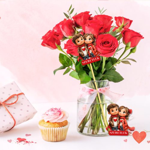 Nyomtatott dekorkarton - Szerelmes pár szeretlek 2db/csomag