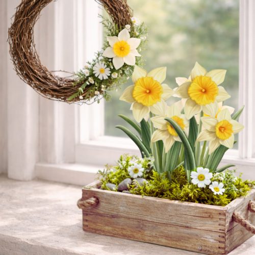  Nyomtatott dekorkarton - Nárcisz 2db/csomag