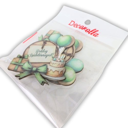 Nyomtatott dekorkarton - Lufis torta szülinap 3db/csomag