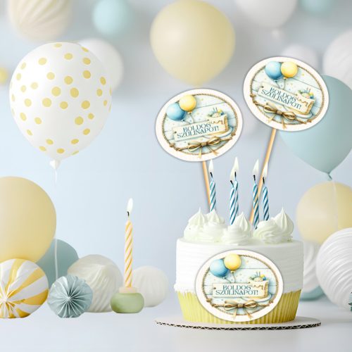  Nyomtatott dekorkarton - Ovál tábla szülinap 3db/csomag