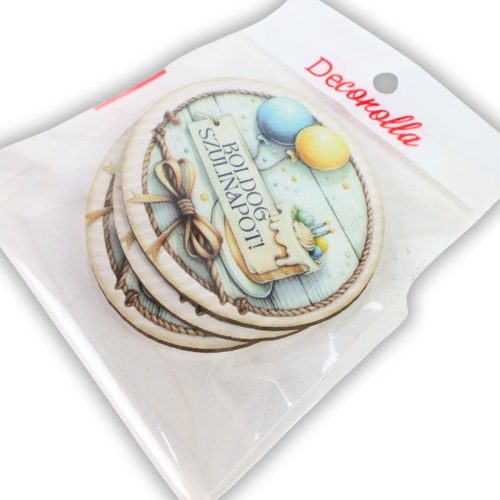  Nyomtatott dekorkarton - Ovál tábla szülinap 3db/csomag