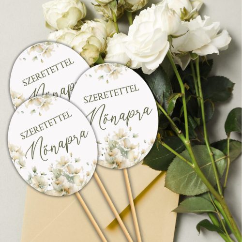 Nyomtatott dekorkarton - Nőnapi ovál tábla - pasztell barack 3db/cs