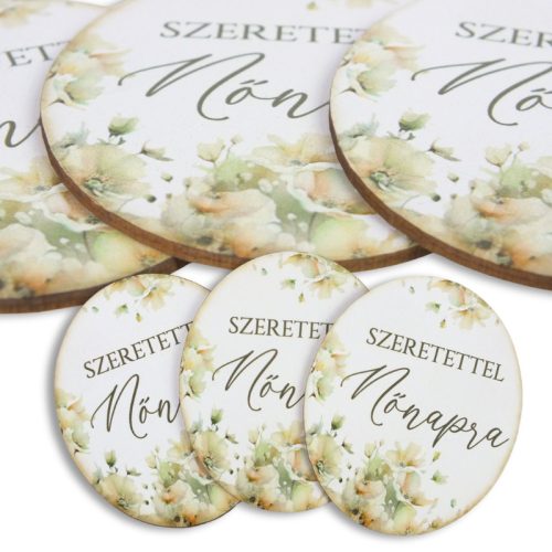 Nyomtatott dekorkarton - Nőnapi ovál tábla - pasztell barack 3db/cs