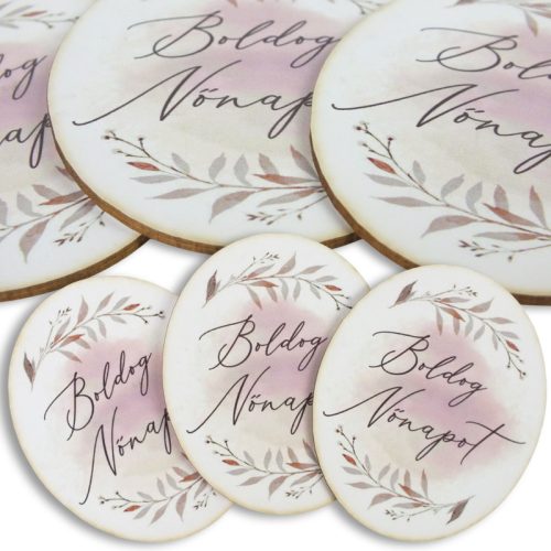 Nyomtatott dekorkarton - Nőnapi ovál tábla - pasztell rózsaszín 3db/cs