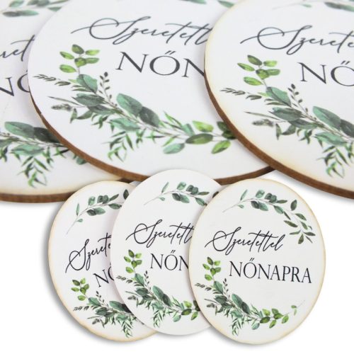 Nyomtatott dekorkarton - Nőnapi ovál tábla - zöld/fekete 3db/cs