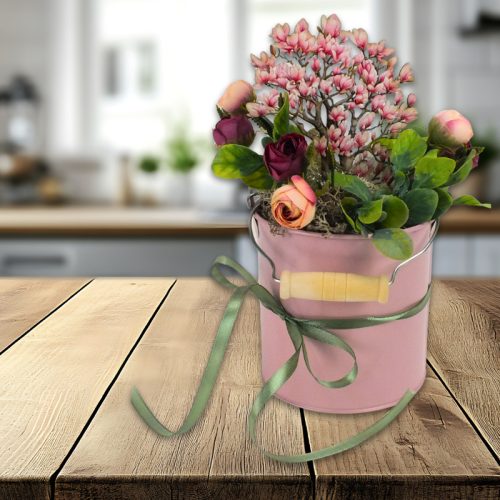 Nyomtatott dekorkarton - Virágzó magnólia fa 13cm