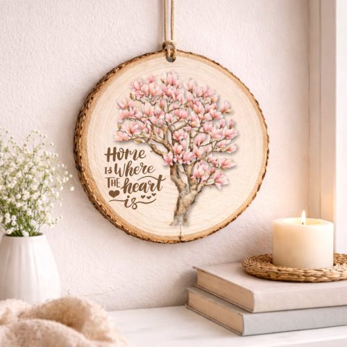 Nyomtatott dekorkarton - Virágzó magnólia fa 13cm