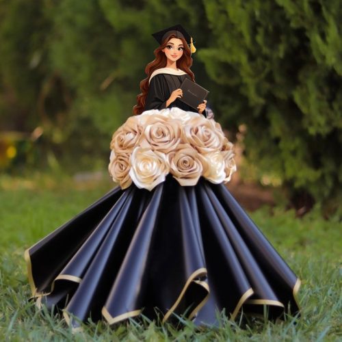 Nyomtatott dekorkarton - Beszúrható ballagási dekor - lány barna