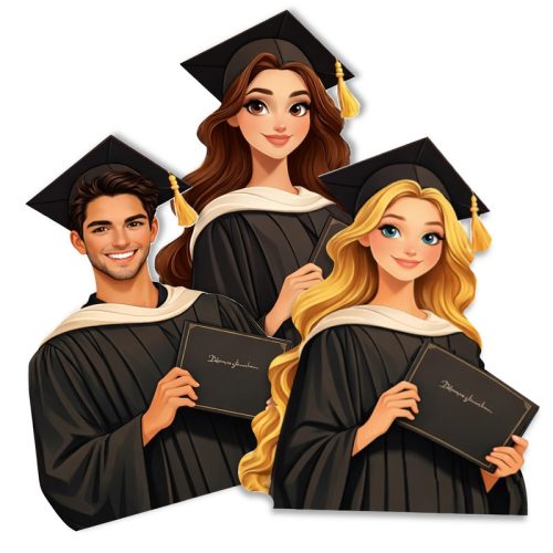 Nyomtatott dekorkarton - Beszúrható ballagási dekor - lány barna