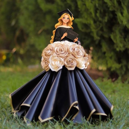 Nyomtatott dekorkarton - Beszúrható ballagási dekor - lány szőke