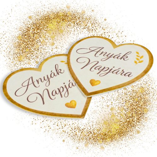 Nyomtatott fa tábla - Anyák napjára arany szív 9cm 2db/csom