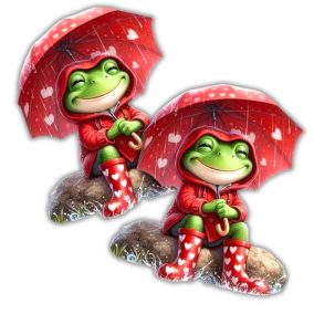  Nyomtatott dekorkarton - Esernyős béka 2db/csomag