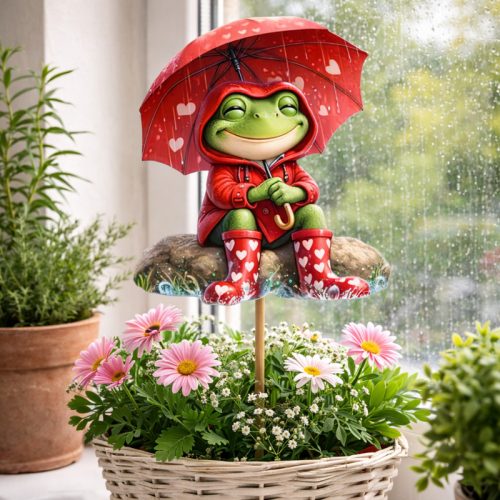  Nyomtatott dekorkarton - Esernyős béka 2db/csomag