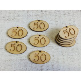   Natúr fa - Évfordulós gravírozott ovál táblák 10db/csomag