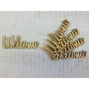 Natúr fa - "Welcome" felirat 9,5cm 5db/csomag