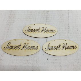   Natúr fa -"Sweet Home" áttört ovál tábla 3db/csomag