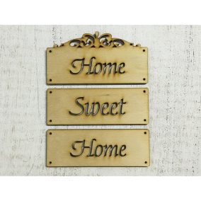 Natúr fa - "Home sweet home" tábla 12cm KIFUTÓ