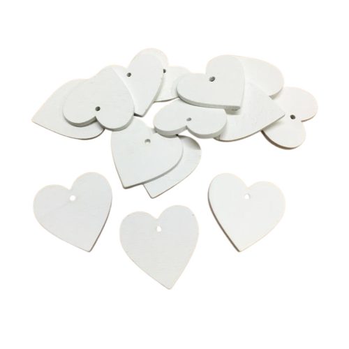 Fa szívek fehér 4cm 15db/csomag