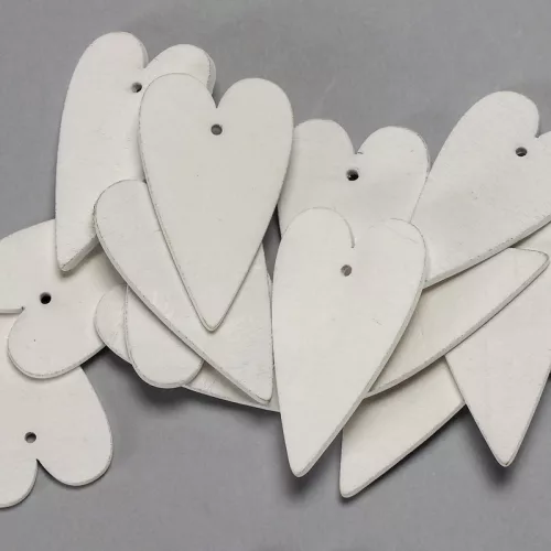 Fa szív hosszú fehér 6cm 15db/csomag