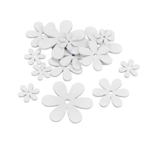 Fa virág különböző méretek fehér 15db/csomag