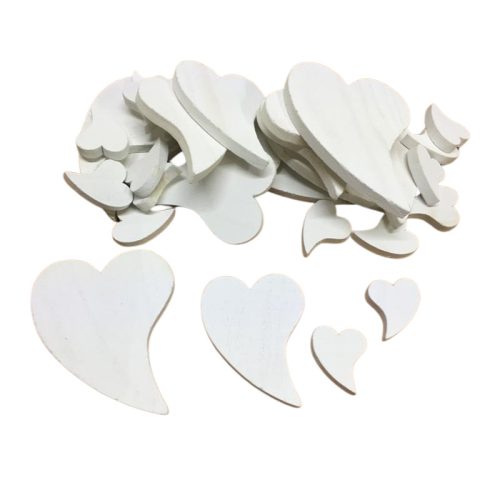 Fa francia szív különböző méretek 30db/csomag