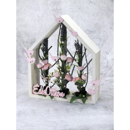 Fa "Édes Otthon" felirat pink 10cm 6db/csomag