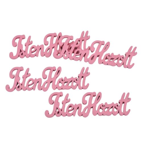 Fa "Isten Hozott" felirat málna 15cm 4db/csomag