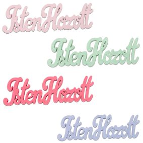   Fa "Isten Hozott" felirat vegyes szín 15cm 4db/csomag (200/#)