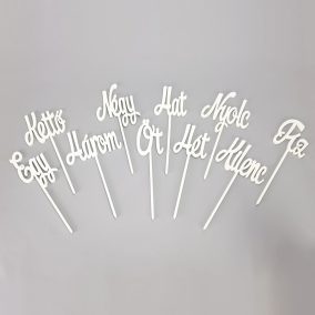   Esküvői beszúrható írott számok 1-10ig fehér 10db/csomag_KIFUTÓ