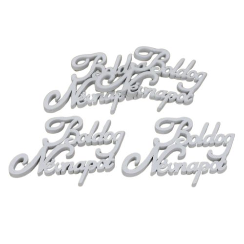 Boldog Névnapot felirat fehér 8,5cm 4db/csomag