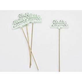   Fa beszúrós "Boldog névnapot" felirat menta 8x29cm 4db/csomag