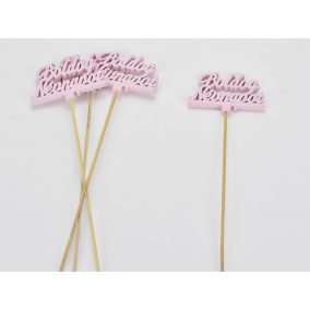   Fa beszúrós "Boldog névnapot" felirat pink 8x29cm 4db/csomag