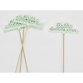   Fa - Beszúrós "Boldog születésnapot" felirat menta 12,5x29,5cm 4db/csomag