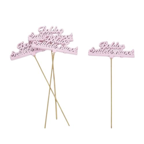 Fa - Beszúrós "Boldog születésnapot" felirat pink 12,5x29,5cm 4db/csomag