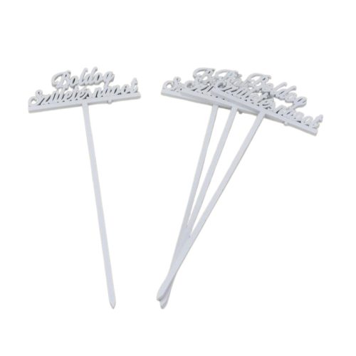 Fa - Beszúrós "Boldog születésnapot" felirat fehér 29cm 4db/csomag