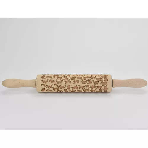 Kekszmintázó sodrófa - Cicás 38cm