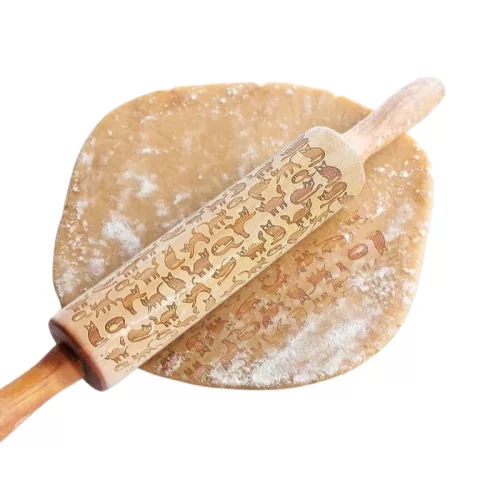 Kekszmintázó sodrófa - Cicás 38cm