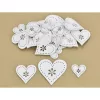 Fa virágdíszes szív fehér 30db/csomag