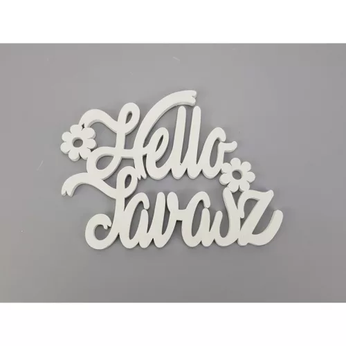 Fa "Hello Tavasz" felirat koszorúra fehér 14,5x20cm 3db/csomag