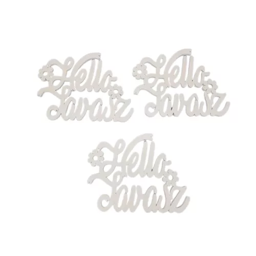 Fa "Hello Tavasz" felirat koszorúra fehér 14,5x20cm 3db/csomag