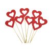Piros fa lyukas pálcás szívek 8db/csomag