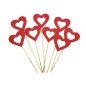 Piros fa lyukas pálcás szívek 8db/csomag