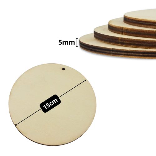 Fa kör lap lyukkal natúr 15cm 5db/csomag