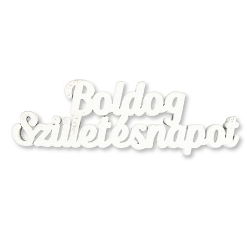 Natúr fa Boldog születésnapot felirat fehér 8db/csomag