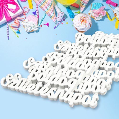 Natúr fa Boldog születésnapot felirat fehér 8db/csomag