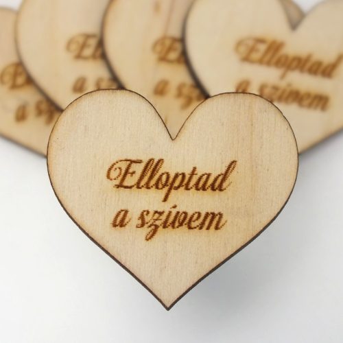 Natúr fa - Szív "Elloptad a szívem" 4cm 5db/cs