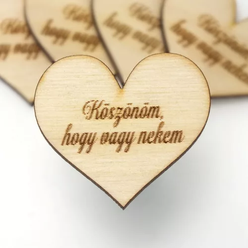 Natúr fa - Szív "Köszönöm,hogy vagy nekem" 4cm 5db/cs