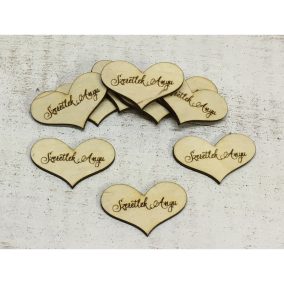   Natúr fa - "Szeretlek Anyu" gravírozott szív 10db/csomag